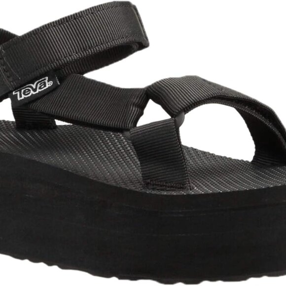 Women's Textile Platform Sandals Size 8 Casual Rubber Outsole Black - Picture 4 of 7